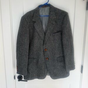 Vintage Harris Tweed Wool Blazer. Herringbone Sport Coat. Made in USA. Preppy 42